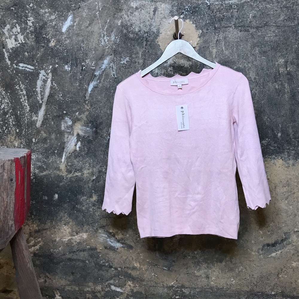 Philosophy pink scalloped knit top